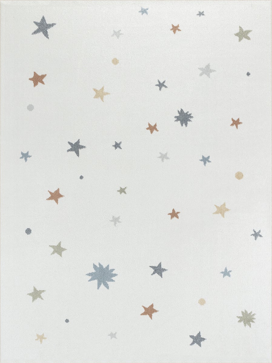 Maschinenwaschbarer Kinderteppich Sterne - Mehrfarbig/Beige - 120x170cm - STELLA