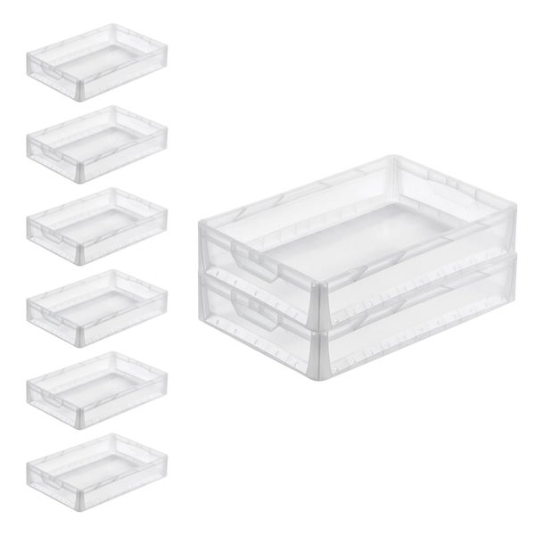 PROREGAL SuperSparSet 8x Transparenter Eurobehälter LightLine mit Offenem Griff HxBxT 12 x 40 x 60 cm 2,4 Liter Eurobox Transportbox