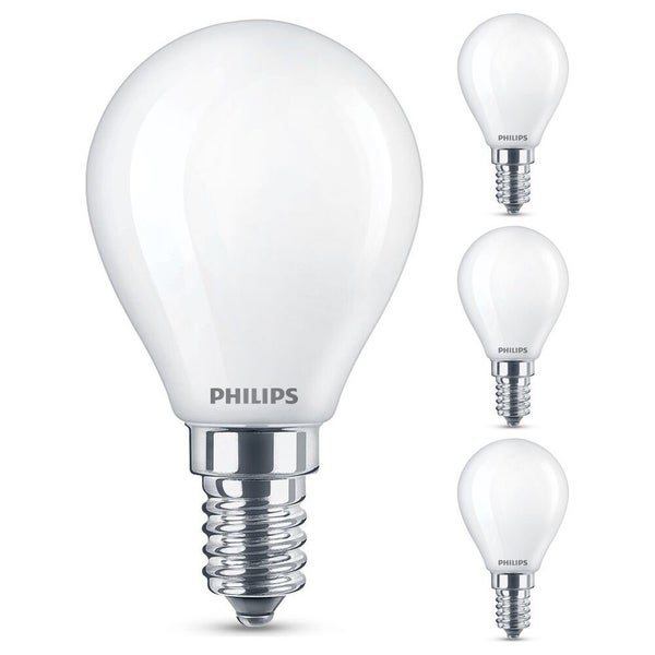Philips LED Lampe ersetzt 60W, E14 Tropfenform P45, weiß, warmweiß, 470 Lumen, nicht dimmbar, 4er Pack