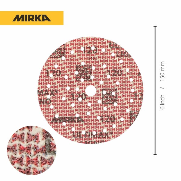Mirka Ultimax Netzschleifmittel Rund mit 150 Millimeter Durchmesser und 120 Körnung für Exzenterschleifer