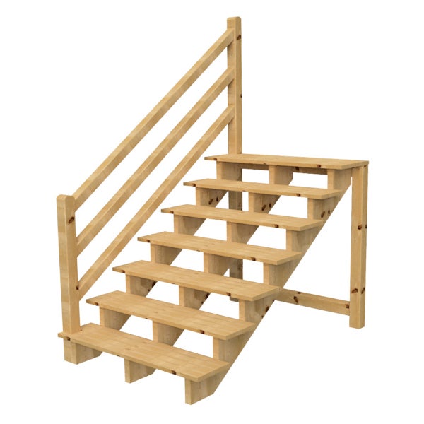 Holztreppe mit Geländer für den Außenbereich