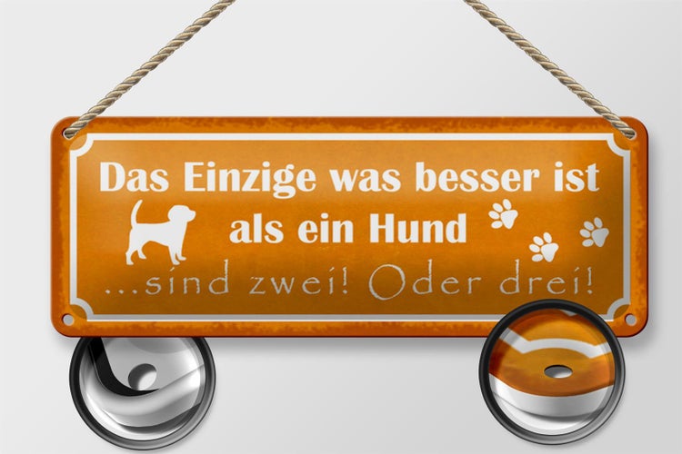 Blechschild Spruch 27x10cm besser als ein Hund sind zwei Dekoration