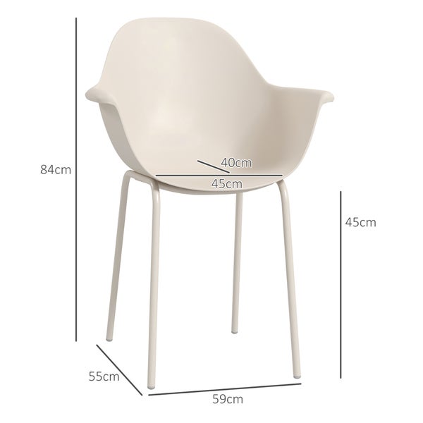 Outsunny 4er Set Gartenstuhl, Terrassenstühle mit Rückenlehne und Armlehne, bis 120 kg belastbar, 75B x 87T x 90H cm, HDPE, Grau