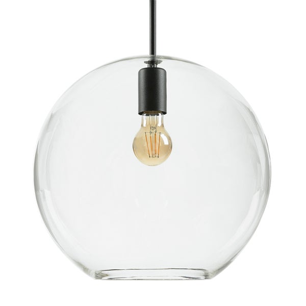Pendelleuchte mit klarer Glaskugel und Leuchtmittel