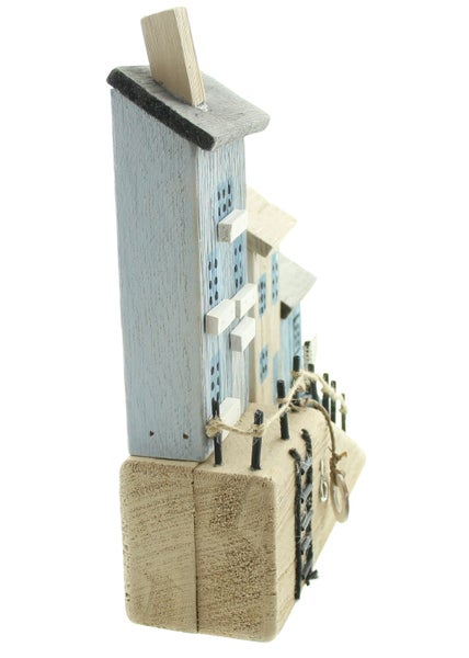 FRANK FLECHTWAREN | Dekohäuschen Hafenpromenade, HOLZ, METALL, SISAL, 23 x 7 x 26 cm
