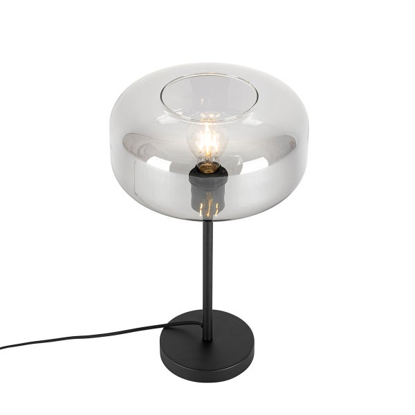 Tischleuchte mit Glasschirm und Metallfuß