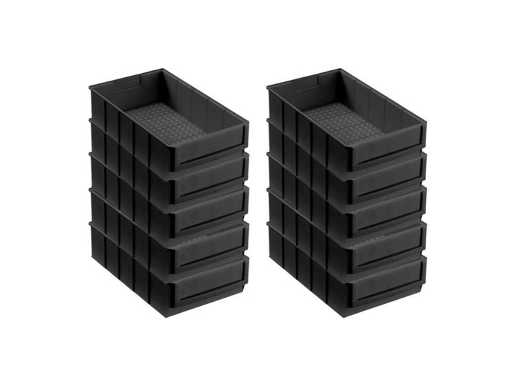 PROREGAL Leitfähige Industriebox 300 B HxBxT 8,1 x 18,3 x 30 cm 3,4 Liter ESD Sichtlagerkasten Sortimentskasten Sortimentsbox Kleinteilebox