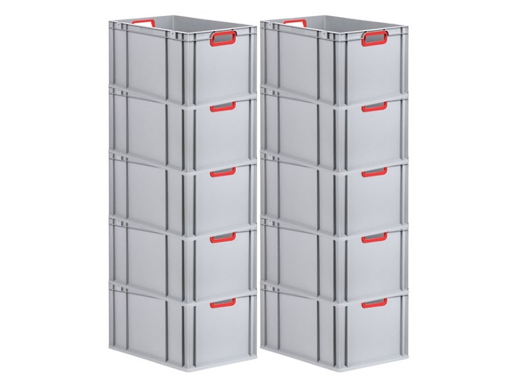 PROREGAL Eurobox Nextgen Color HxBxT 32 x 40 x 60 cm 65 Liter Griffe Rot Offen Verstärkter Boden Eurobehälter Transportbox
