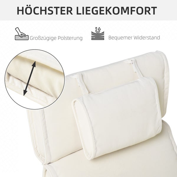 Outsunny Liegenauflage, Liegenpolster, abnehmbar, 198 x 53 x 5 cm, Polyester + Baumwollfaser, Cremeweiß