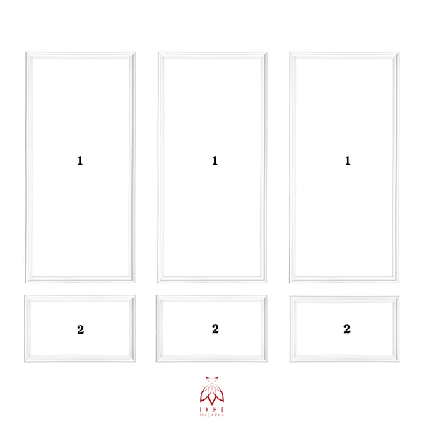 Wandpaneel-Set mit sechs weißen Rahmen