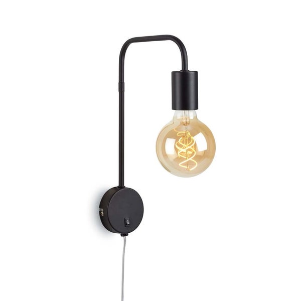 Bettleuchte Nachttischlampe Retro 1xE27 25 W schwarz matt Metall Briloner