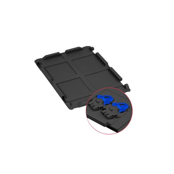 PROREGAL SuperSparSet 5x Eurobox NextGen Color mit Scharnierdeckel und Schiebeschnappverschlüssen, HxBxT 12x30x40cm, 11 Liter, Schwarz, Griffe blau offen, Eurobehälter, Transportbox, Transportbehälter, Stapelbehälter