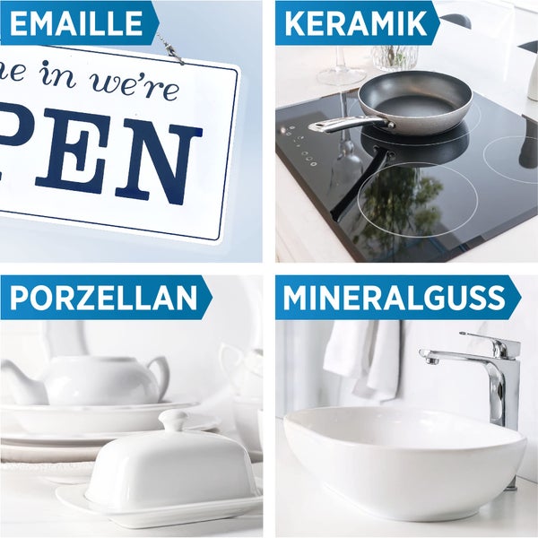 PRINOX® 150ml Reinigungs und Polierpaste für Emaille, Keramik, Porzellan, Glaskeramik, Mineralguss - Professionelle Badpflege zu Reinigung und Pflege von Armaturen - Ceranfeld Reiniger