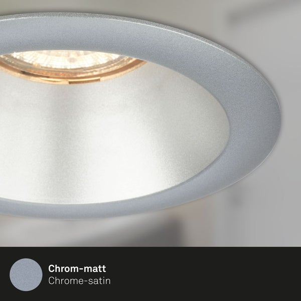 LED Einbauleuchten 3er Set GU10 versenkte Fassung IP23 chrom Ø9,5cm Briloner