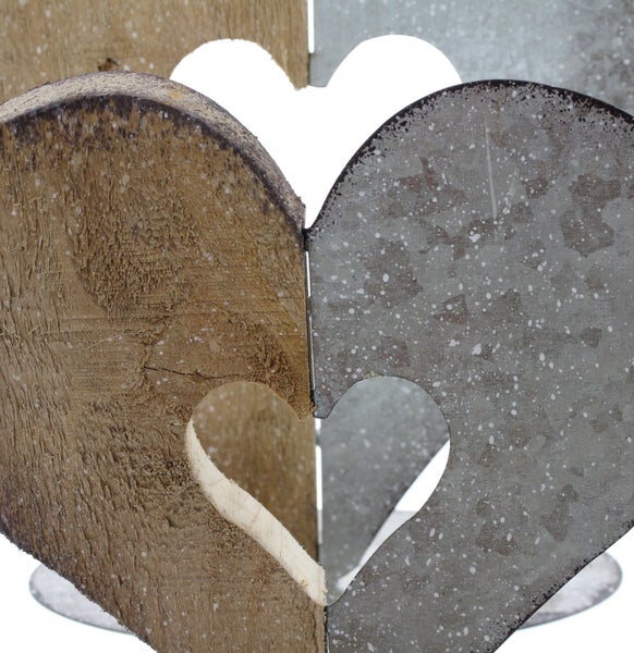 FRANK FLECHTWAREN | Herzdeko Materialmix, 2er Set, HOLZ, ca. 18 x 18 cm, 25 x 25 cm