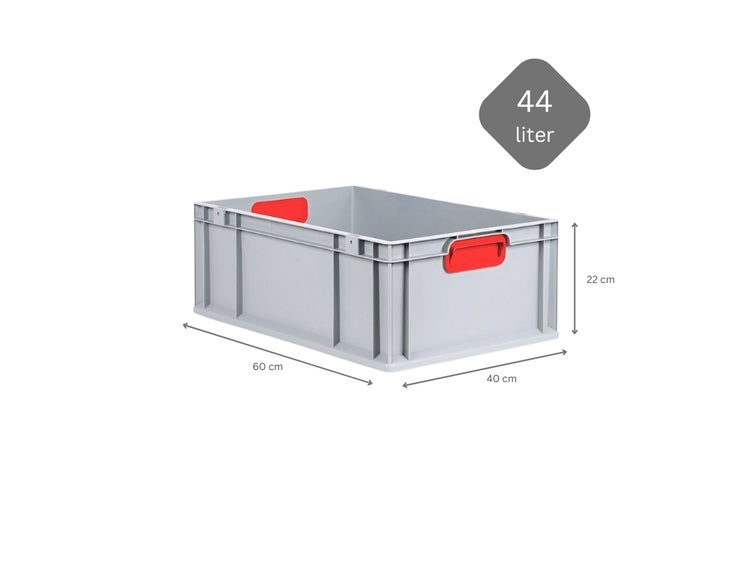 PROREGAL Spar Set 10x Eurobox Nextgen Color HxBxT 22 x 40 x 60 cm 44 Liter Griffe Rot Geschlossen Verstärkter Boden Eurobehälter Transportbox