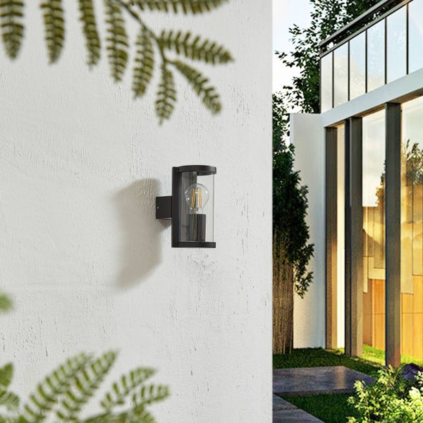 Lucande Wandleuchte außen Zanta (Modern) in Schwarz aus Aluminium (1 flammig, E27) - Außenwandleuchten Wandlampe Led Außenlampe Outdoor für Außenwand/Hauswand Haus Terrasse & Balkon