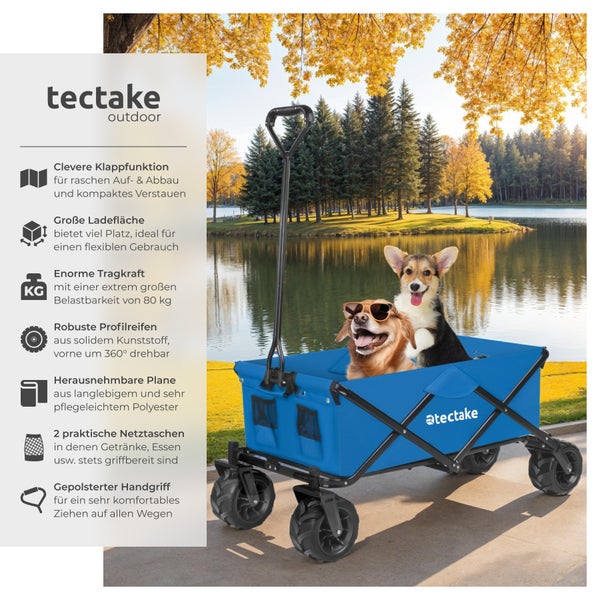 Bollerwagen tectake Heidrun inklusive Tragetasche, Belastbarkeit 80 kg faltbar blau