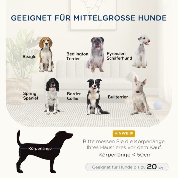 PawHut Hundesofa Haustiersofa Hundecouch Hundebett mit weichem Kissen, Erhöhter Hundesessel für mittelgroße Hunde, Leinenimitat, Grau, 94 x 61 x 40 cm