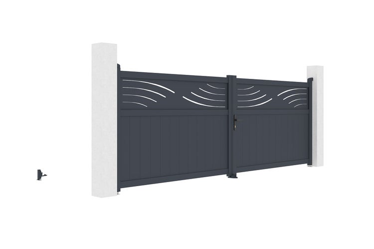 HALTI 400B140 Flügeltor-Paket + 2 EIFEL-Pfosten h.160cm Grau