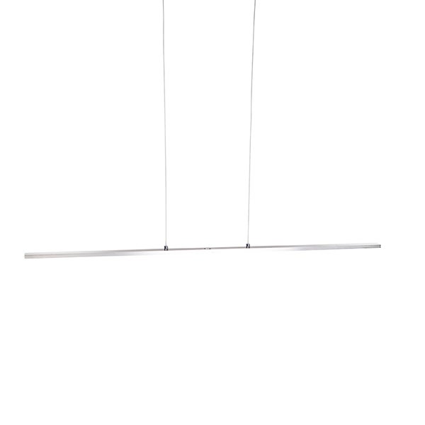 Längliche Hängeleuchte an zwei dünnen Drahtseilen