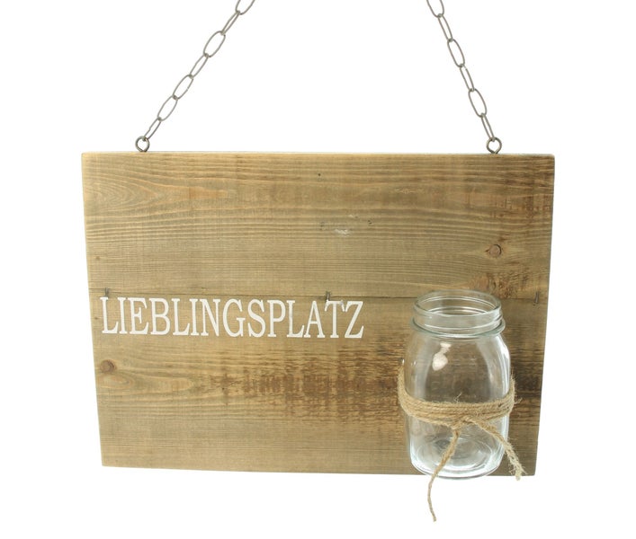 FRANK FLECHTWAREN | Schild Lieblingsplatz, HOLZ, GLAS, METALL, JUTE, 38 x 28 x 12 cm
