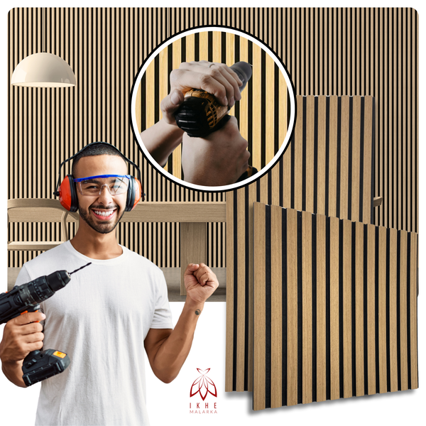 Akustikpaneele 3D Lamellen MDF mit Filz 1040x520x15mm – 2 Stück (1,08m²) | Schallabsorbierend & dekorativ | Holzoptik Wandverkleidung (11003D)
