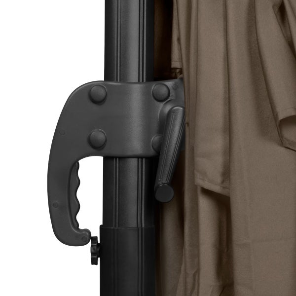 VONROC Freitragender Premium Sonnenschirm Pisogne 300x300cm – Robuster Sonnenschirm – Um 360° drehbar – Neigbar – UV-beständiges Segeltuch – Taupe– Inklusive Schutzhülle