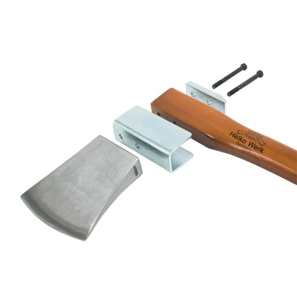 Helko Werk Spaltkeil Set inklusive Axtstiel aus Holz, Metallhalterung und Schrauben zur Montage.
