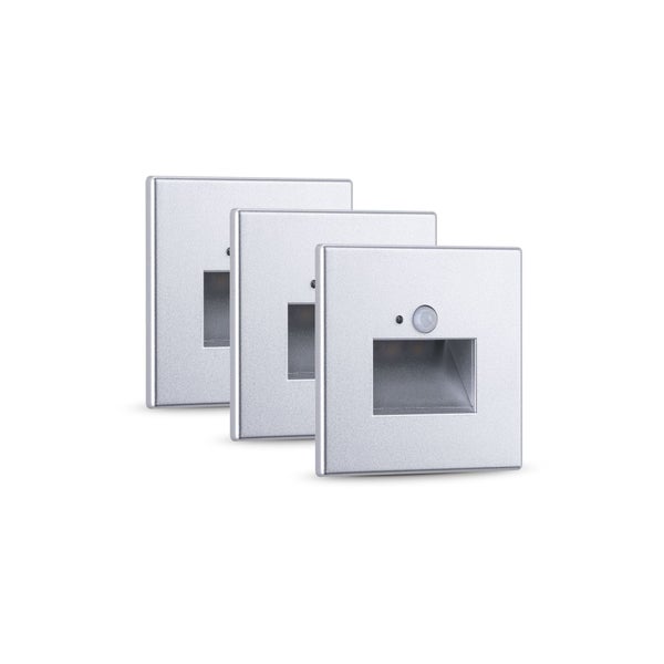 Set LED Wandeinbauleuchte Edge 3er-Set 80x42mm 3x1,2W 3x25lm 230V 2700K Chrom matt