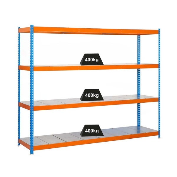PROREGAL Schwerlastregal Big Metal Yeti Four HxBxT 200 x 150 x 60 cm Fachlast 400 kg Blau-Orange