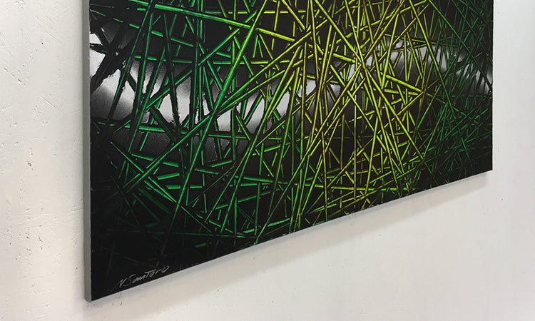 Das schöne Bild -Green Rumble- 140x70x2 cm handgemaltes Unikat