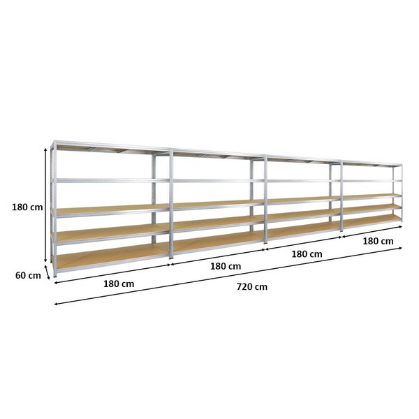 PROREGAL Mega Deal 4x Schwerlastregal Giant Elephant HxBxT 180 x 180 x 60 cm Fachlast 200 kg Verzinkt