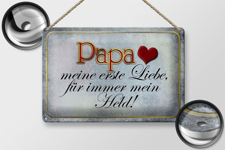 Blechschild Spruch 30x20cm Papa mein Held meine Liebe