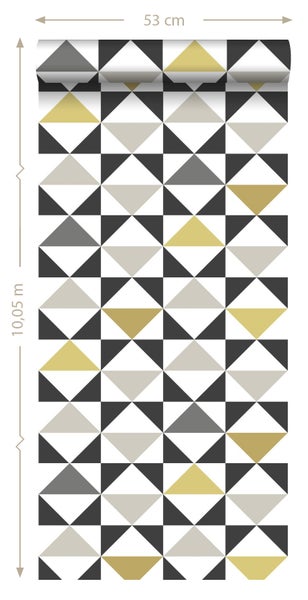 Tapetenrolle mit geometrischem Dreiecksmuster, 53 cm breit und 10,05 m lang