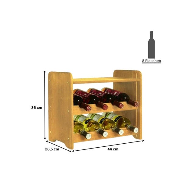 PROREGAL Weinregal Pinotwine C HxBxT 36 x 44 x 26,5 cm 8 Flaschen Massives Kiefernholz Rotbraun Geölt