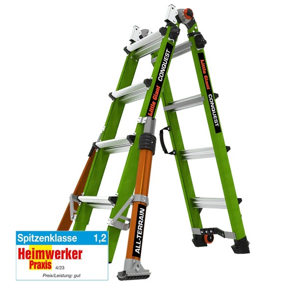 Little Giant Conquest All Terrain Multifunktionsleiter mit Teleskopauszug und Testurteil von Heimwerker Praxis