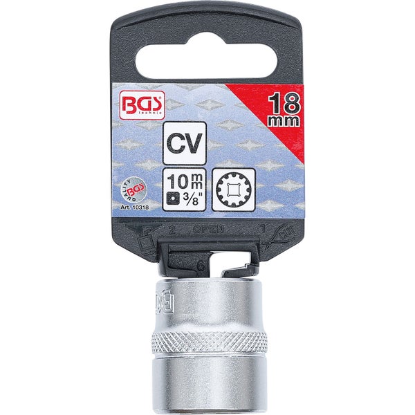 BGS Steckschlüssel-Einsatz Gear Lock Antrieb Innenvierkant 10 mm (3/8) SW 18 mm - 10318