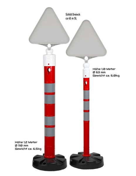 Hinweisschild Kunststoff Gewinde UvV-Flexipfosten, ECO Leitkegel, Kettenpfosten / Dreieck