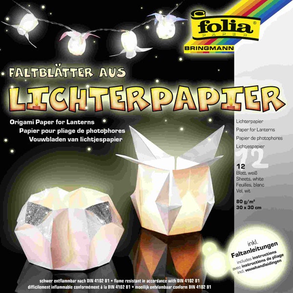 Folia  Lichterpapier 80g/m², 30x30cm, 12 Blatt, weiß