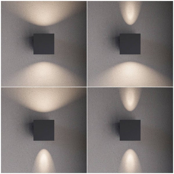 Lucande LED Wandleuchte außen Jarno (spritzwassergeschützt (Modern) in Schwarz aus Aluminium (2 flammig, ) - Außenwandleuchten Wandlampe Led Außenlampe Outdoor für Außenwand/Hauswand