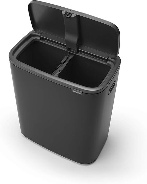 Brabantia Hochwertiger Abfallsammler Mit Touch Öffnung 2 x 30 Liter HxBxT 65,6 x 54,5 x 31 cm Schwarz