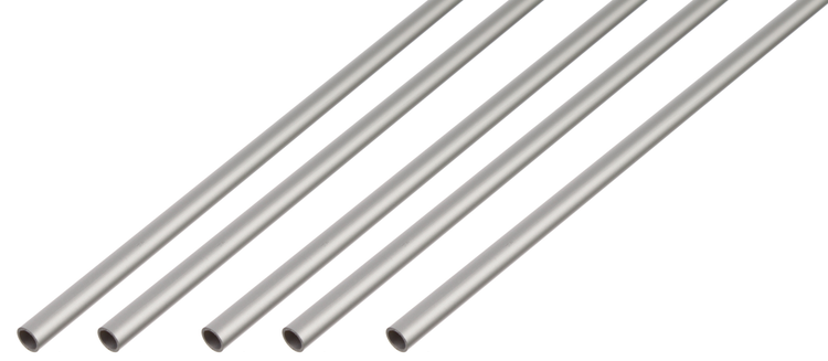 Fünf runde Aluminiumrohre für diverse Heimwerkerprojekte
