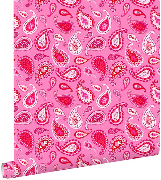 ESTAhome Tapete Paisley-Muster Bonbonrosa - 53 cm x 10.05 m - 115737
