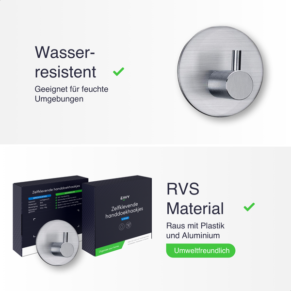 EAVY Handtuchhaken Edelstahl Silber Selbstklebend 4er pack