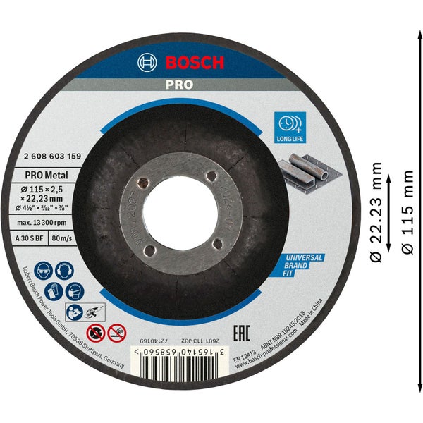 Bosch PRO Metal Trennscheibe 115 x 2,5 x 22,23 mm - 2608603159