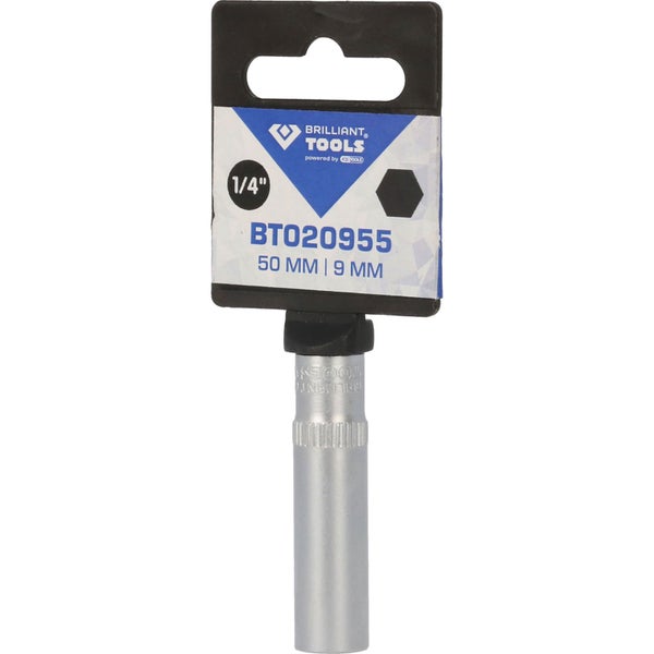 BRILLIANT TOOLS 1/4 Sechskant-Stecknuss lange Ausführung 9 mm - BT020955