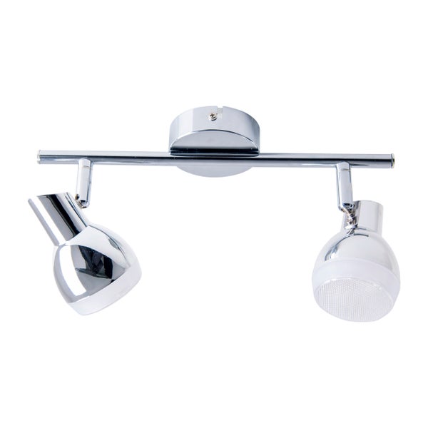 Deckenleuchte mit zwei Strahlern zur individuellen Ausrichtung des Lichts.