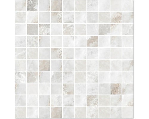 Quadratische Mosaikfliese mit Marmorstruktur