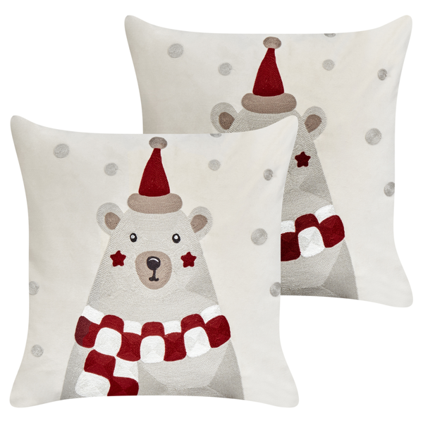 Dekokissen 2er Set JELLIES Samtstoff 45 x 45 cm Cremeweiß